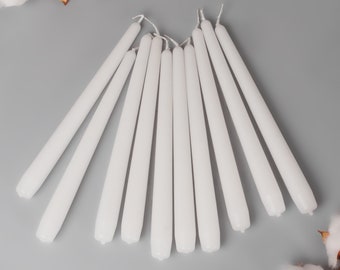 G Decor Pack Of 10 or 20 Coraline Tall Candlesticks White Matt White Dinner Candles