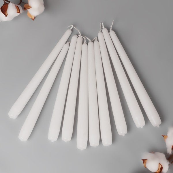 G Decor Lot de 10 ou 20 bougeoirs Coraline Tall White Matt White Dinner Candles