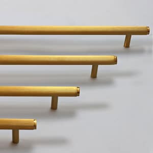 G Decor Brass Solid T Bar Kitchen Cupboard Handles in Satin Matt Finish