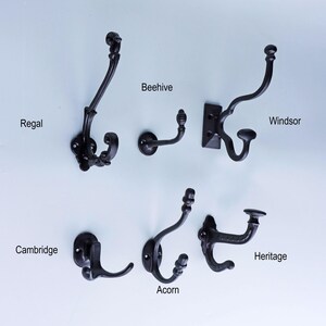 Victorian Iron Double Coat Hook – Retro Antique Black Finish, Shabby Chic Style