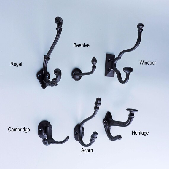 G Decor Heavy-Duty Traditional Black Cast Iron Coat Hooks