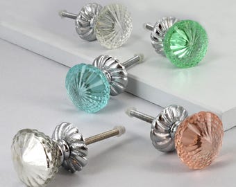 Glass Drawer Knobs, Glacier Jam Crystal Cabinet Knobs, Clear Cupboard Door Knobs, Kitchen Dresser Knobs - G Decor