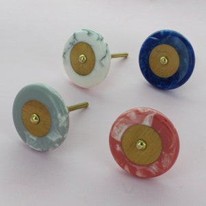 G Decor Marble Effect Coloured Disc Door Knobs Drawer Knobs