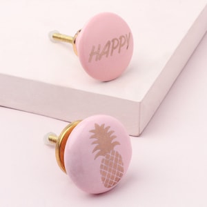 G Decor Happy Pineapple Ceramic Door Knob