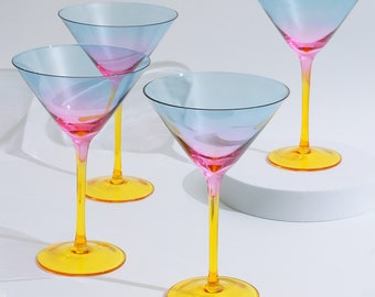 G Decor Set Of Four Martini Glasses With A Rainbow Hue