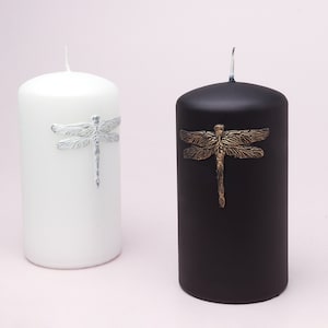 G Decor Dragonfly Nature White Or Black Elegant Pillar Candle image 7