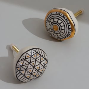G Decor Sorrento Handgjord och handmålad designerkeramisk dörrhandtag i guld, konstnärlig kollektion