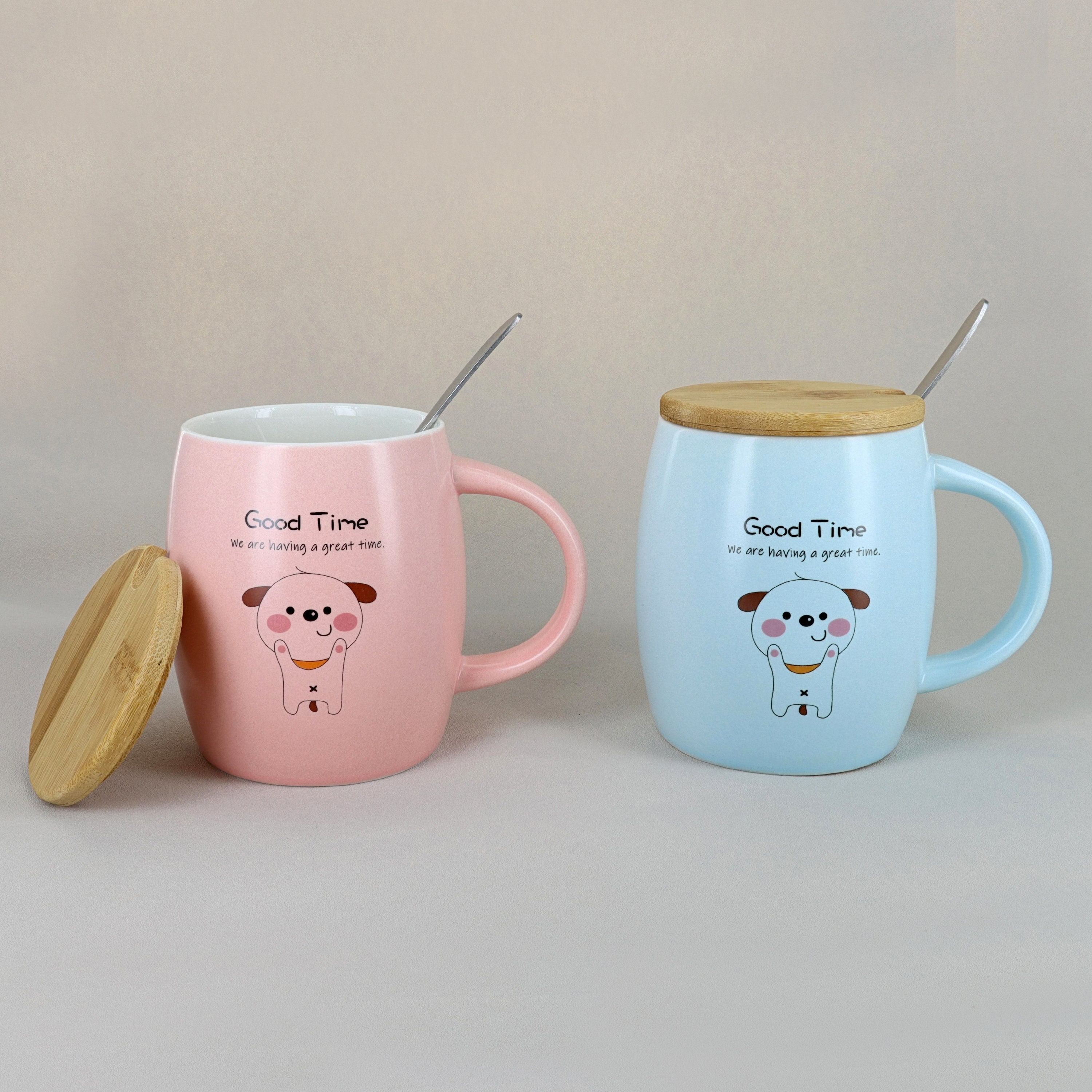 G Decor Cute Dog Pastel Ceramic Coffee Tea Mug With Lid Etsy