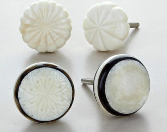 Ivory Horn Bone Natural Drawer Pulls, Cabinet Knobs, Kitchen Hardware