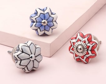Pomelli per cassetti in ceramica, pomelli per mobili in porcellana dipinti a mano con petali, pomelli floreali per ante di armadi, pomelli per cassettiere da cucina - G Decor