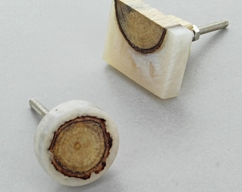 Forest Essence Wood & Resin Drawer Pulls, Grain Pattern Cabinet Knobs, Cupboard Hardware