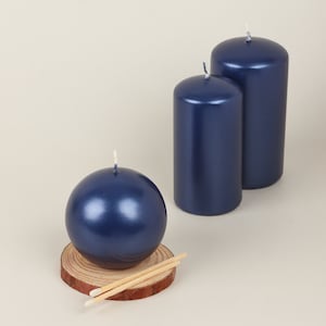 G Decor Grace Alouette Navy Blue Lacquered Pillar and Ball Candles