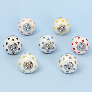 G Decor Charming Polka Heart Ceramic Door Knob