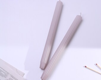 Velluto Rosato Extra Tall Ribbed Velvet Set of 2, Taper Candles, Dinner Candlesticks