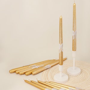 G Decor Featheré Wings Set of 2 Hand-Finished Gold Wax Dinner & Taper Candles with Sculpted Angel Wing Detail