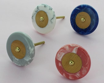 Marble Effect Coloured Disc Drawer Pulls, Kitchen Cabinet Knobs, Furniture Hardware