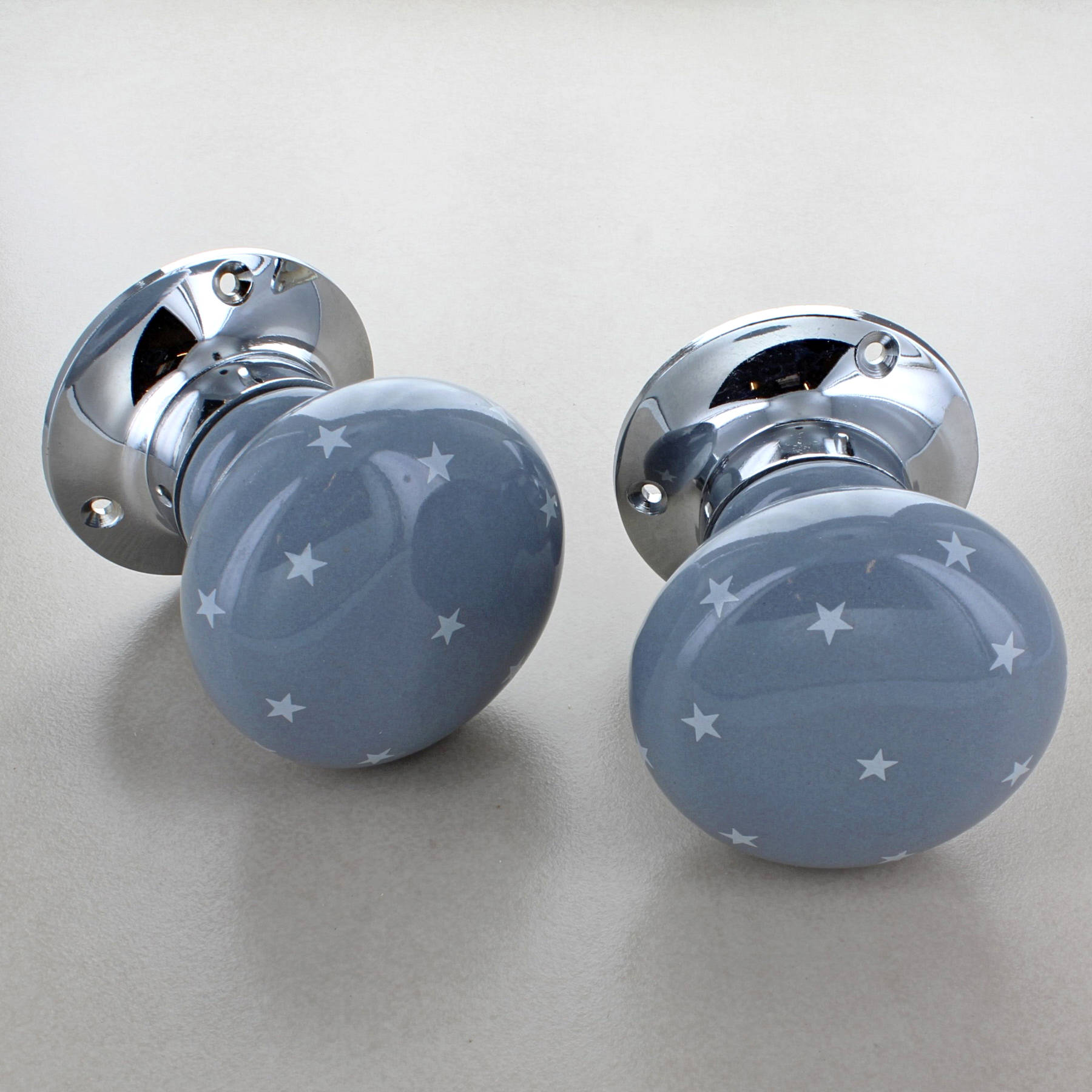 White Stars On Grey Room Door Mortice Door Knobs Set For Room Etsy