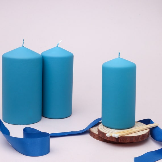 Candele a colonna G Decor Henry Velvet Matt Blu Polvere -  Italia