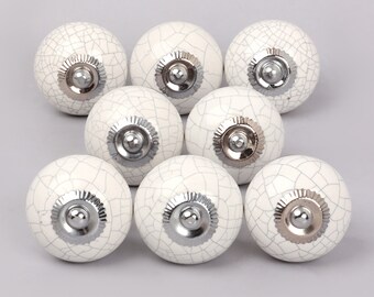 8 Boutons Artisanaux En Céramique Pour Enfants - Poignées étoiles Blanches Et Grises Pour Portes