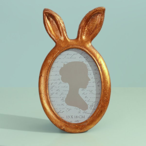 G Decor Bunny Ear Elegance Gold Oval Photo Frame