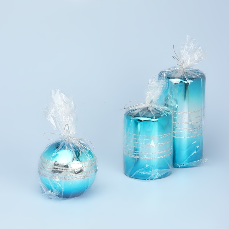 G Decor Sea Blue Glass Effect Candles image 6