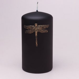 G Decor Dragonfly Nature White Or Black Elegant Pillar Candle image 4