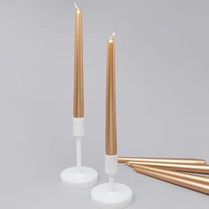 G Decor Velaré Brass Gold Set of 2, 10 or 20 Tall Hand-Finished Opaline Dinner Candles & Taper Candles