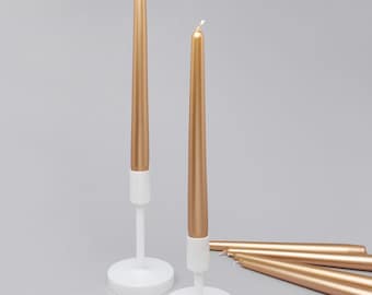 G Decor Velaré Brass Gold Set of 2, 10 or 20 Tall Hand-Finished Opaline Dinner Candles & Taper Candles