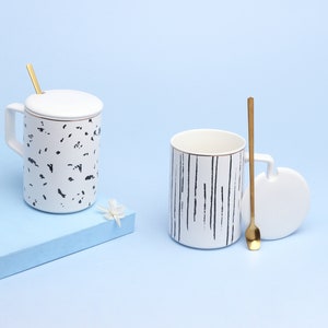 G Decor Marco Abstract Porcelain Black And White Mug