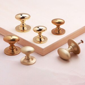 Oval Solid Brass Cabinet Knobs, 32mm 38mm Kitchen Cupboard Drawer Pulls, Dresser Hardware, Polished Aged Satin