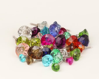 G Decor Crystal Handcrafted Coloured Faceted Glass Cupboard Door Knob Handle