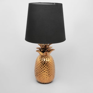 G Decor Tang Gold Pineapple Black Fabric Shade Bedside Table Lamp