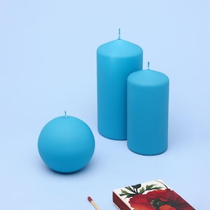 G Decor Henry Velvet Matt Soft Touch Smooth Powder Blue Pillar Candle