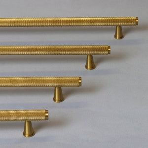 G Decor Solid Matt Brass Knurled T Bar Kitchen Cupboard Handles