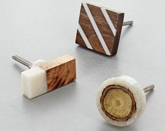 Wood Drawer Knobs, Unique Grain Design Resin Cabinet Knobs in 3 Shapes, Cupboard Door Knobs, Dresser Knobs - G Decor
