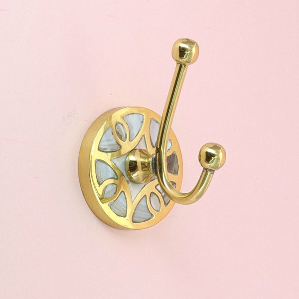 G Decor Mother Of Pearl Gold Brass Double End Coat Hook