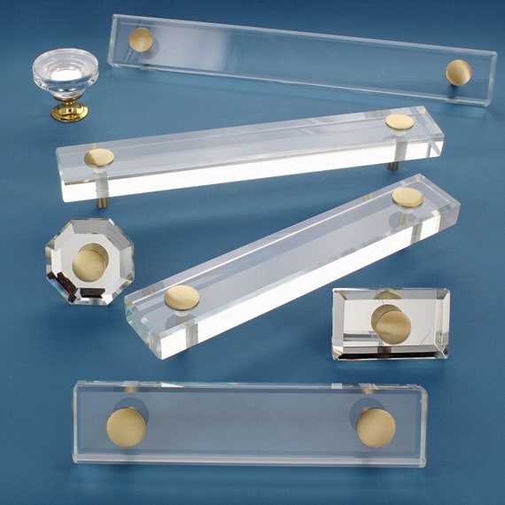 Alchemy Brass Clear Glass Cupboard Door Handles Etsy