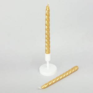 G Decor et of 2 Handmade Maison Dorée Antique Gold Spiral Glitter Stripe Dinner & Taper Candles