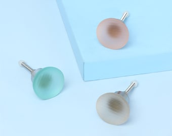Glass Drawer Knobs, Desiree Half Circle Ribbed Frosted Cabinet Knobs, Cupboard Door Knobs, Dresser Knobs - G Decor