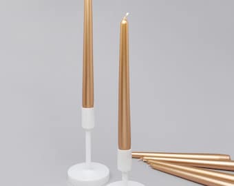 G Decor Velaré Brass Gold Set of 2, 10 or 20 Tall Hand-Finished Opaline Dinner Candles & Taper Candles