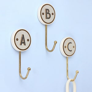 G Decor Pub Black And Gold Tile Monogram Alphabet Hooks