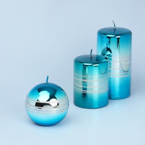 G Decor Sea Blue Glass Effect Candles image 5