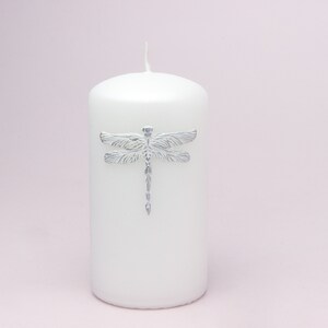 G Decor Dragonfly Nature White Or Black Elegant Pillar Candle image 6