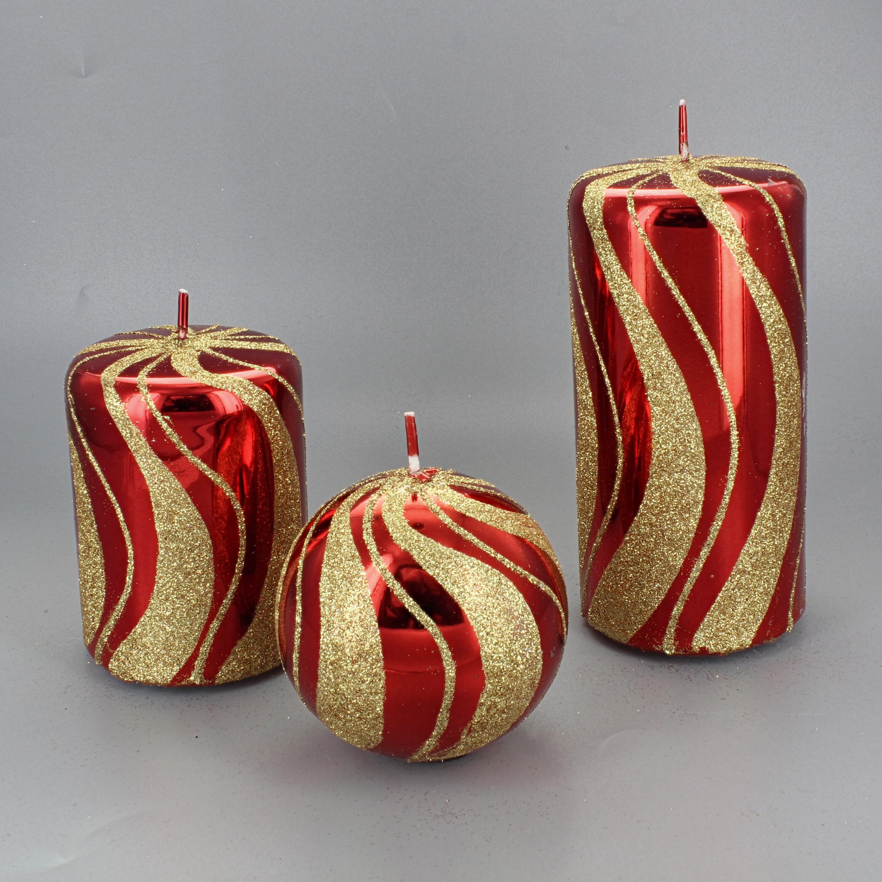 Red Spiral Glass effect Candles Etsy