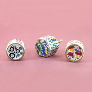 G Decor Joy Vibes Hand-Painted Cylinder Door Knob Ceramic Door Pull