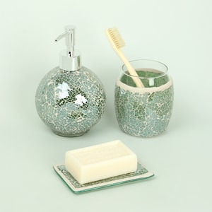 G Decor Set Of 3 Pieces Corfu Mosaic Emerald Bathroom Set