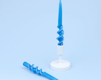 G Decor Twiselle, lot de 2 bougies coniques bleu bébé en spirale torsadées trempées à la main
