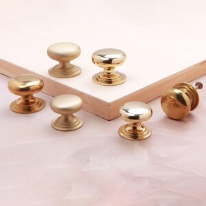 Victorian Solid Brass Cabinet Knobs, 32mm 38mm Kitchen Cupboard Drawer Pulls, Dresser Hardware, Polished Aged Satin