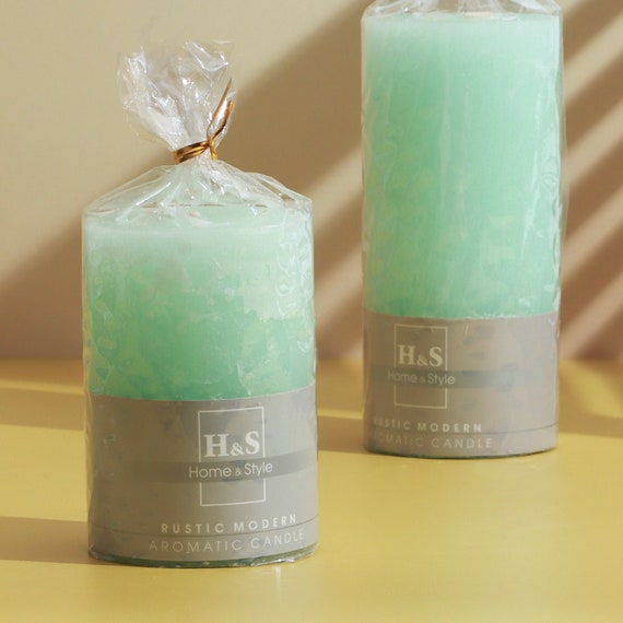 Bulla Design Set 3 Candele A Forma Di Cilindro: Verde Opale, Wish Light, Con Nastro Per Dedica, 20cm