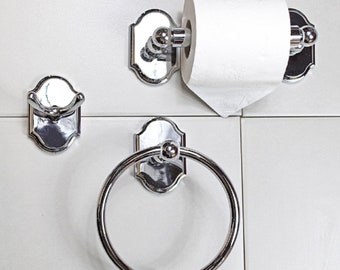 G Decor Chrome Bathroom Accessories - Towel Ring Holder, Toilet Roll Holder, Towel Robe Hook